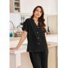 imageEkouaer Women Pajamas Set Short Sleeve Button Down Sleepwear Soft Pjs Loungewear Pants Set SXXLBlack