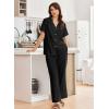 imageEkouaer Women Pajamas Set Short Sleeve Button Down Sleepwear Soft Pjs Loungewear Pants Set SXXLBlack