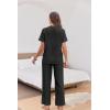 imageEkouaer Women Pajamas Set Short Sleeve Button Down Sleepwear Soft Pjs Loungewear Pants Set SXXLBlack