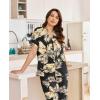 imageEkouaer Women Pajamas Set Short Sleeve Button Down Sleepwear Soft Pjs Loungewear Pants Set SXXLBlack Yellow Leaf