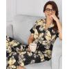 imageEkouaer Women Pajamas Set Short Sleeve Button Down Sleepwear Soft Pjs Loungewear Pants Set SXXLBlack Yellow Leaf