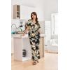 imageEkouaer Women Pajamas Set Short Sleeve Button Down Sleepwear Soft Pjs Loungewear Pants Set SXXLBlack Yellow Leaf