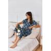 imageEkouaer Women Pajamas Set Short Sleeve Button Down Sleepwear Soft Pjs Loungewear Pants Set SXXLBlue Green Leaf