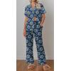 imageEkouaer Women Pajamas Set Short Sleeve Button Down Sleepwear Soft Pjs Loungewear Pants Set SXXLBlue Green Leaf