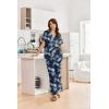 imageEkouaer Women Pajamas Set Short Sleeve Button Down Sleepwear Soft Pjs Loungewear Pants Set SXXLNavy Blue Leaf