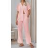 imageEkouaer Women Pajamas Set Short Sleeve Button Down Sleepwear Soft Pjs Loungewear Pants Set SXXLPink