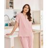 imageEkouaer Women Pajamas Set Short Sleeve Button Down Sleepwear Soft Pjs Loungewear Pants Set SXXLPink