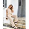 imageEkouaer Womens Matching Sets Knit Sweater Sets 2 Pieces Outfits Pullover Tops Wide Legs Pants Lounge SetBeige