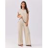 imageEkouaer Womens Matching Sets Knit Sweater Sets 2 Pieces Outfits Pullover Tops Wide Legs Pants Lounge SetBeige