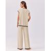 imageEkouaer Womens Matching Sets Knit Sweater Sets 2 Pieces Outfits Pullover Tops Wide Legs Pants Lounge SetBeige