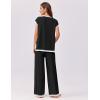imageEkouaer Womens Matching Sets Knit Sweater Sets 2 Pieces Outfits Pullover Tops Wide Legs Pants Lounge SetBlack