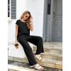imageEkouaer Womens Matching Sets Knit Sweater Sets 2 Pieces Outfits Pullover Tops Wide Legs Pants Lounge SetBlack