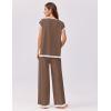 imageEkouaer Womens Matching Sets Knit Sweater Sets 2 Pieces Outfits Pullover Tops Wide Legs Pants Lounge SetBrown