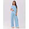 imageEkouaer Womens Matching Sets Knit Sweater Sets 2 Pieces Outfits Pullover Tops Wide Legs Pants Lounge SetClear Blue