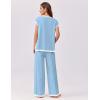 imageEkouaer Womens Matching Sets Knit Sweater Sets 2 Pieces Outfits Pullover Tops Wide Legs Pants Lounge SetClear Blue