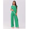 imageEkouaer Womens Matching Sets Knit Sweater Sets 2 Pieces Outfits Pullover Tops Wide Legs Pants Lounge SetGreen