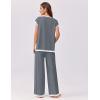 imageEkouaer Womens Matching Sets Knit Sweater Sets 2 Pieces Outfits Pullover Tops Wide Legs Pants Lounge SetGrey