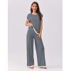imageEkouaer Womens Matching Sets Knit Sweater Sets 2 Pieces Outfits Pullover Tops Wide Legs Pants Lounge SetGrey
