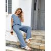 imageEkouaer Womens Matching Sets Knit Sweater Sets 2 Pieces Outfits Pullover Tops Wide Legs Pants Lounge SetGrey Blue