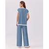 imageEkouaer Womens Matching Sets Knit Sweater Sets 2 Pieces Outfits Pullover Tops Wide Legs Pants Lounge SetGrey Blue