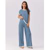 imageEkouaer Womens Matching Sets Knit Sweater Sets 2 Pieces Outfits Pullover Tops Wide Legs Pants Lounge SetGrey Blue