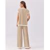 imageEkouaer Womens Matching Sets Knit Sweater Sets 2 Pieces Outfits Pullover Tops Wide Legs Pants Lounge SetKhaki