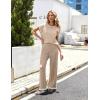 imageEkouaer Womens Matching Sets Knit Sweater Sets 2 Pieces Outfits Pullover Tops Wide Legs Pants Lounge SetKhaki