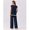 imageEkouaer Womens Matching Sets Knit Sweater Sets 2 Pieces Outfits Pullover Tops Wide Legs Pants Lounge SetNavy Blue