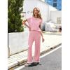 imageEkouaer Womens Matching Sets Knit Sweater Sets 2 Pieces Outfits Pullover Tops Wide Legs Pants Lounge SetPink