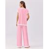 imageEkouaer Womens Matching Sets Knit Sweater Sets 2 Pieces Outfits Pullover Tops Wide Legs Pants Lounge SetPink