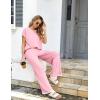 imageEkouaer Womens Matching Sets Knit Sweater Sets 2 Pieces Outfits Pullover Tops Wide Legs Pants Lounge SetPink