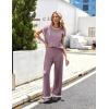 imageEkouaer Womens Matching Sets Knit Sweater Sets 2 Pieces Outfits Pullover Tops Wide Legs Pants Lounge SetPurple