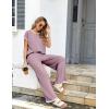 imageEkouaer Womens Matching Sets Knit Sweater Sets 2 Pieces Outfits Pullover Tops Wide Legs Pants Lounge SetPurple