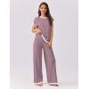 imageEkouaer Womens Matching Sets Knit Sweater Sets 2 Pieces Outfits Pullover Tops Wide Legs Pants Lounge SetPurple