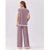 imageEkouaer Womens Matching Sets Knit Sweater Sets 2 Pieces Outfits Pullover Tops Wide Legs Pants Lounge SetPurple