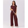 imageEkouaer Womens Matching Sets Knit Sweater Sets 2 Pieces Outfits Pullover Tops Wide Legs Pants Lounge SetRed