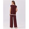 imageEkouaer Womens Matching Sets Knit Sweater Sets 2 Pieces Outfits Pullover Tops Wide Legs Pants Lounge SetRed