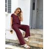 imageEkouaer Womens Matching Sets Knit Sweater Sets 2 Pieces Outfits Pullover Tops Wide Legs Pants Lounge SetRed