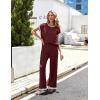 imageEkouaer Womens Matching Sets Knit Sweater Sets 2 Pieces Outfits Pullover Tops Wide Legs Pants Lounge SetRed