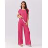 imageEkouaer Womens Matching Sets Knit Sweater Sets 2 Pieces Outfits Pullover Tops Wide Legs Pants Lounge SetRose Red