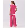 imageEkouaer Womens Matching Sets Knit Sweater Sets 2 Pieces Outfits Pullover Tops Wide Legs Pants Lounge SetRose Red