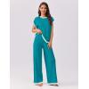 imageEkouaer Womens Matching Sets Knit Sweater Sets 2 Pieces Outfits Pullover Tops Wide Legs Pants Lounge SetSky Blue