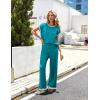 imageEkouaer Womens Matching Sets Knit Sweater Sets 2 Pieces Outfits Pullover Tops Wide Legs Pants Lounge SetSky Blue