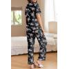 imageEkouaer Womens Pajamas Set Button Down PJs 2 Piece Lounge Set Soft Nightwear Short Sleeve Sleepwear with PocketsBlack Flowers