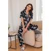 imageEkouaer Womens Pajamas Set Button Down PJs 2 Piece Lounge Set Soft Nightwear Short Sleeve Sleepwear with PocketsBlack Flowers