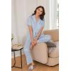 imageEkouaer Womens Pajamas Set Button Down PJs 2 Piece Lounge Set Soft Nightwear Short Sleeve Sleepwear with PocketsBlue Star