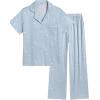 imageEkouaer Womens Pajamas Set Button Down PJs 2 Piece Lounge Set Soft Nightwear Short Sleeve Sleepwear with PocketsBlue Star