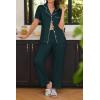 imageEkouaer Womens Pajamas Set Button Down PJs 2 Piece Lounge Set Soft Nightwear Short Sleeve Sleepwear with PocketsDeep Green