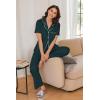 imageEkouaer Womens Pajamas Set Button Down PJs 2 Piece Lounge Set Soft Nightwear Short Sleeve Sleepwear with PocketsDeep Green