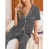 imageEkouaer Womens Pajamas Set Button Down PJs 2 Piece Lounge Set Soft Nightwear Short Sleeve Sleepwear with PocketsMedium Grey